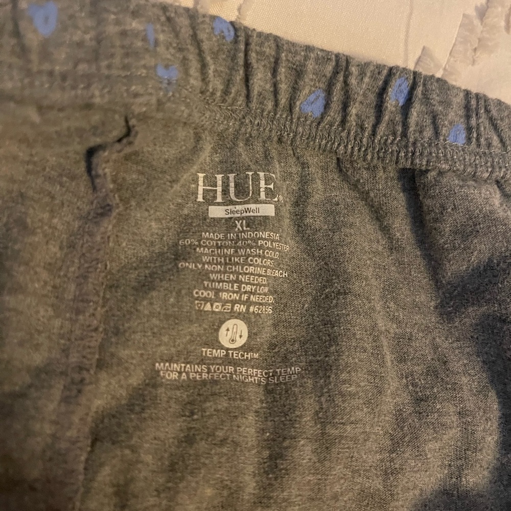 HUE Gray Lounge Pants with Blue heart Accents - Picture 2 of 4